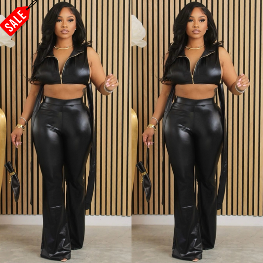 Drinks On Me Leather Pant Set